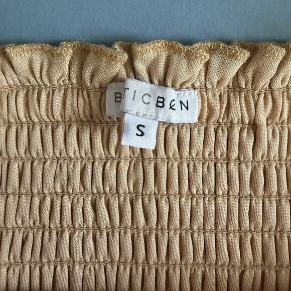 Baltic Born Vivaldi Smocked French Gold Velvet Puff Sleeve Midi Dress - Picture 5 of 6